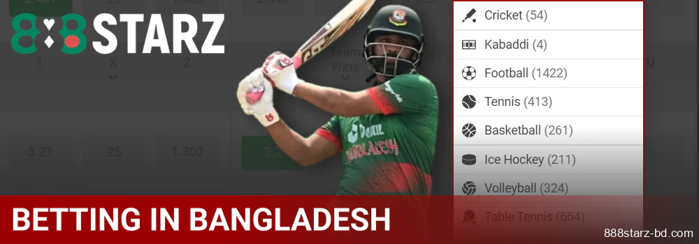 Bet on sports at 888Starz in Bangladesh
