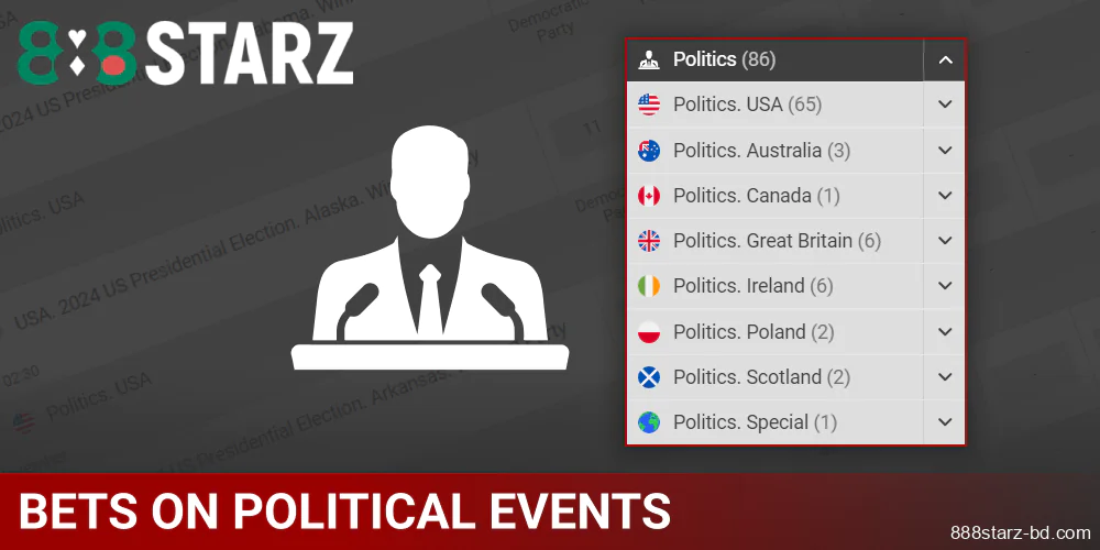 Bet on political events at 888Starz in Bangladesh