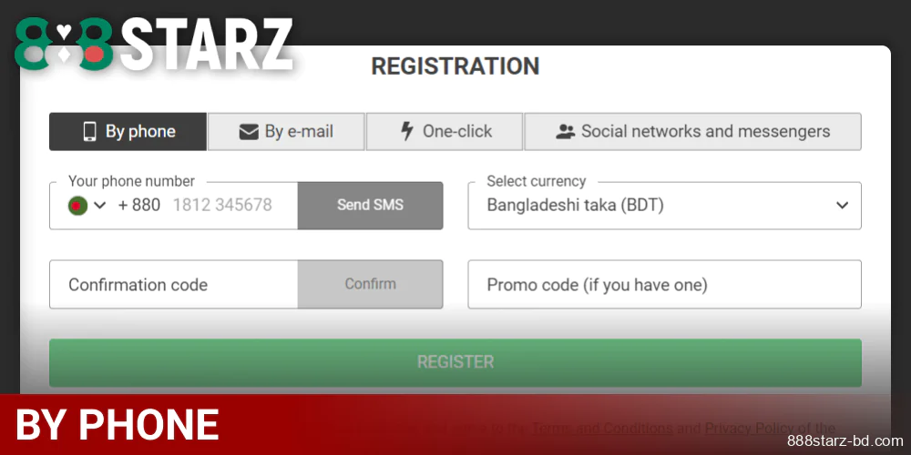 Registering on 888Starz by Phone