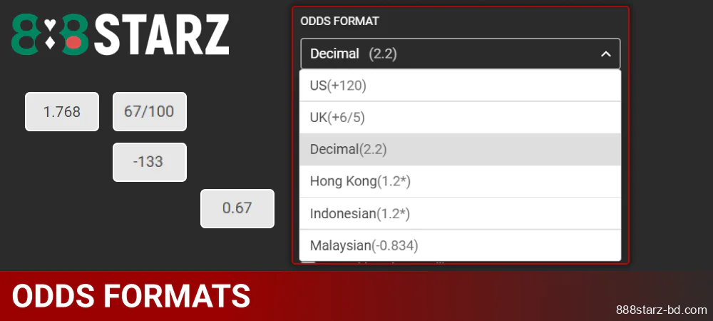 Odds Formats in 888Starz BD